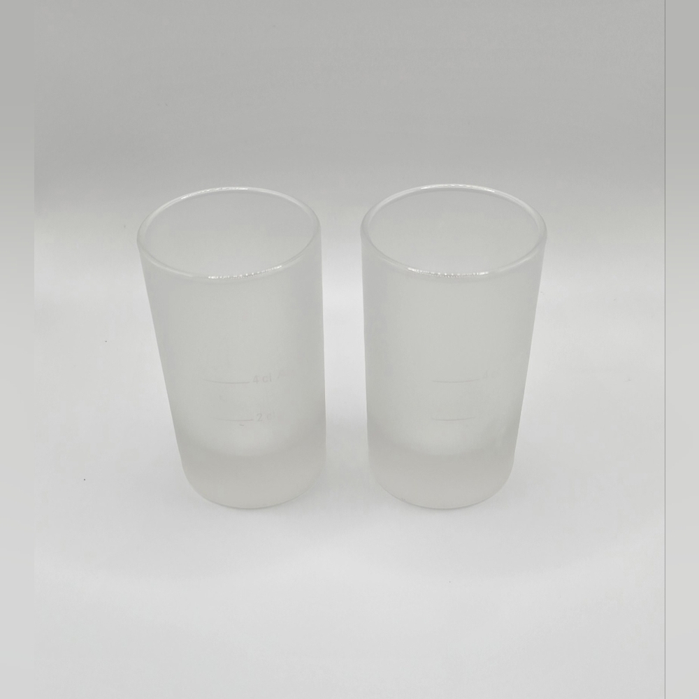 Jagermeister Shot Glasses Frosted Embossed Lettering Stag Logo 2.75" Set Of 2